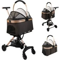 JEOBEST Hundebuggy 2 in1 Hunde Buggy Hundebox Tragetasche katzenwagen, (Hundetrolley, 1-tlg. Faltbarer) Oxford-Gewebe, 360° Rollen Design