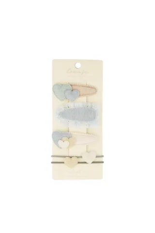 Leevje Haarspangen 'blue broderie anglaise hearts mix'