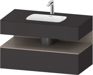 Duravit Qatego Einbauwaschtisch mit Konsolenwaschtischunterbau Graphit Supermatt 1000x550x600 mm - Q QA4786043800000