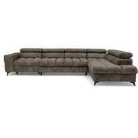 Muffo Ecksofa Pudding Maxi, Elegante starke Steppung, mit Bettkasten, verstellbaren Kopfstützen, mit Schalffunktion