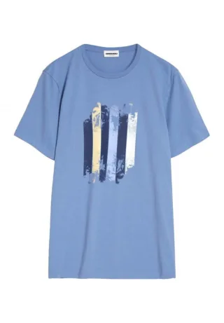 Armedangels - T-shirt aus Bio-Baumwolle - Jaames Palmtrees blau - Gr. - S