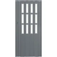 Standom Falttür Schiebetür Tür grau mit Fenster Schloss H. 203 cm Türbreite bis 85 cm (1 Karton, 1-St., 1 Set), teils vormontiert