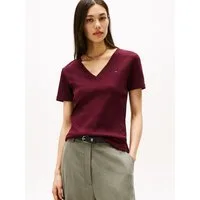 Tommy Hilfiger T-Shirt SLIM CODY V-NECK SHORT SLEEVE aus Baumwolle, Logostickerei, gestreift