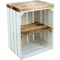 Kistenkolli Altes Land Allzweckkiste Hocker Anne weiss flam Quer flam Planke (Spar-Set, 1er Set)