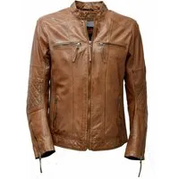 Zimmert Leather Lederjacke Marco Pflanzlich gegärbt, Washed Lammnappa Cognac Braun Whiskey