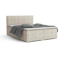 Deine Möbel 24 Boxspringbett LON IV Boxspring Komplettbett Polsterbett Bonellfederkernmatratzen (Cord Beige Creme Grau Dunkelgrau Graphit Schwarz, 1-St., Boxbett Cord Cord-Samt 140x200 160x200 180x200 200x200), inkl. Bettkasten Topper Matratzen H3 H4