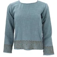 Guru-Shop Longsleeve Natürliches Shirt mit handgefertigtem Druck -.. alternative Bekleidung