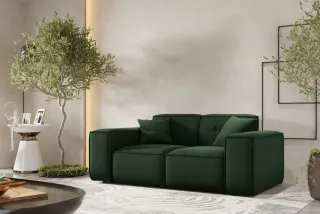 Sofa Designersofa CESINA 2-Sitzer in Stoff Opera Velvet Dunkelgrün