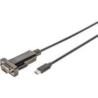 USB 2.0 Adapterkabel, USB-C Stecker > RS232 Stecker schwarz, 1 Meter