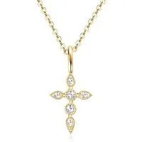 ROUGEMONT Kette mit Anhänger Funkelnde Moissanit Kreuz Halskette 925 Silber Unisex, Echtschmuck