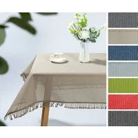 Beautex Tischdecke Gartentischdecke wetterfest Weichschaum mit Fransen, Größe wählbar (1-tlg), Waschbar bis 30°C, rutschhemmend,Sonnenschutz-Imprägnierung
