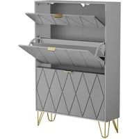 UEV Schuhschrank mit 2 Klappen Schuhregal Schukipper (Schmal Schrank. Schuhkommode im Flur) 80 x 24 x 120 cm für 16 Paar Schuhe,Platzsparend