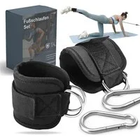 Sportyfits® Fußtrainer 2er Fußschlaufen Footstraps mit Karabiner Gym Equipment Fitnessgeräte (Packung, 2-St., 2x Fußschlaufen), Justierbar / Klettverschluss / Karabiner