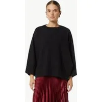 comma Poncho Indoor-Poncho Strickpullover mit Fledermausärmeln und Rippblende