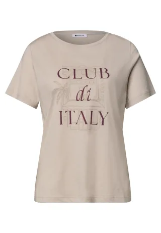 Street One - T-Shirt mit Rundhals und Artwork clay sand - Gr. - 36