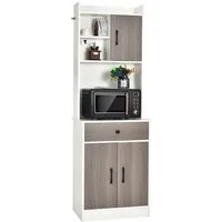 COSTWAY Küchenbuffet Hochschrank mit Schublade & verstellbare Ablagen, 180cm