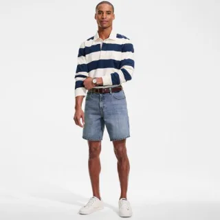 Soft Comfort Jeans-Shorts im Leinenmix, Herren,  Blau, Baumwolle/Leinen/Baumwoll-Mischung, by Lands' End