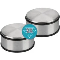 Goods+Gadgets Türstopper DIMONO Türstopper Edelstahl – Türhalter mit Gummiring 4er Set (Türhalter mit Gummi Ring, 2 St., 11x6cm & 7x6 cm), 1,2kg