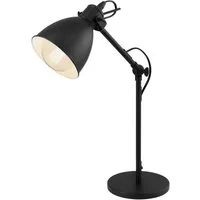 EGLO Tischleuchte PRIDDY Tischlampe, Nachttischlampe, Stahl, schwarz, E27, Industrial, ohne Leuchtmittel, Wohnzimmerlampe, Esszimmer, 1 flammig, Retro, Vintage, 42,5x15,5cm