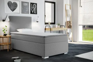 Boxspringbett Schlafzimmerbett BRIX Hellgrau 90x200cm inkl.Bettkasten