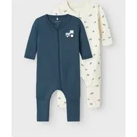 Name It Schlafanzug NBMNIGHTSUIT 2P ZIP FF JET TRACTOR NOOS (Packung, 2 tlg) aus Baumwolle, regular fit, mit Reißverschluss