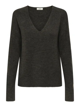 JDY - JDYELANORA L/S V-NECK PULLO. KNT NOOS Chocolate Torte - Gr. - M
