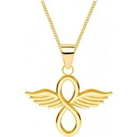 Goldene Hufeisen Kette mit Anhänger Unendlichkeit mit Flügel Halskette in Gold - ewige Liebe und Freiheit, 925 Sterling Silber (hypoallergen)