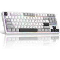 Novzep Gaming Tastatur Kabellose Mechanische Keyboard RGB Rainbow Tri-Modus Gaming-Tastatur (Kompakt 87 Tasten für Mac&Win,5 schallabsorbierende Schichten,PC)