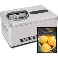 KLAMER Eismaschine mit Kompressor 2L 220W, Edelstahl, 2-in-1 Joghurtbereiter, Kühl-/Heiz…, 2 l, 220 W, Raffiniertes Rührsystem, Nachfüllklappe, digitales Rezeptbuch