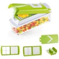 Genius Gemüseschneider Nicer Dicer Smart Zerkleiner Gemüsehobel 6tlg. für Würfel Scheiben, Obst Salat Schneider Zerkleiner Mandoline Fassungsvermögen 800 ml