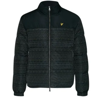 Lyle & Scott Fair Isle Reversible schwarze Pufferjacke