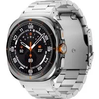 Wigento Smartwatch-Armband Für Samsung Galaxy Watch Ultra 47mm Three Bead Metall Armband Silber, Titanlegierung Armband, verstellbare Länge, schweiß- und wasserfest.