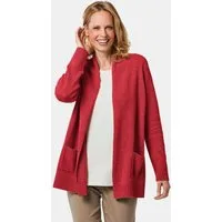 GOLDNER Strickjacke Kurzgröße: Langarm Cardigan aus Merino Damen Indoorjacke lang, offen tragbar, Langarm, weich, hüftbedeckend