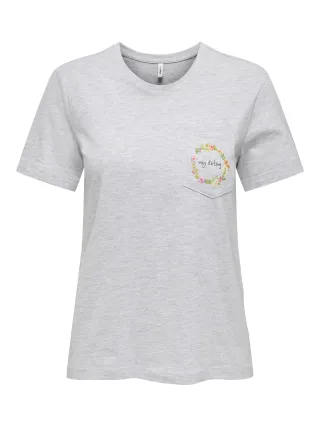 ONLY - ONLPOLLY REG S/S POCKET TOP BOX JRS Light Grey Melange - Gr. - M