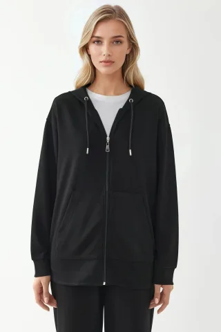 Hooded Long Sleeve Hoodie mit Reißverschluss