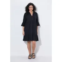 Ulla Popken Jerseykleid Jerseykleid A-Linie Tunika-Ausschnitt 3/4-Arm