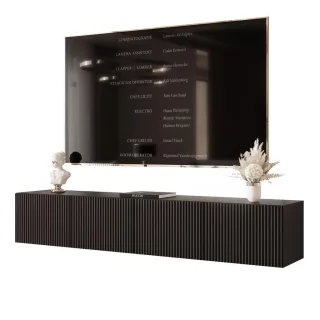 Idohome Tv-Lowboard, Schwarz, Holzwerkstoff, Rechteckig, 200x36x40 cm, Wohnzimmer, Wohnwände, Lowboards, Lowboards hängend