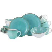 CreaTable Kombiservice Vintage Nature, Service 16-tlg. (16-tlg), 4 Personen, Porzellan, Naturverbundenes Design, Handgemalt