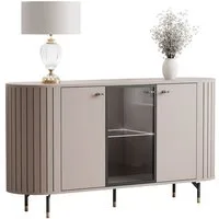 yourhouse24 Kommode LINNEA 150cm 3D LED & Glas Runde Ecken Kaschmir/Schwarz