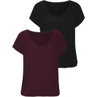 LASCANA Kurzarmshirt (Packung, 2-tlg) mit Gummizug am Bund