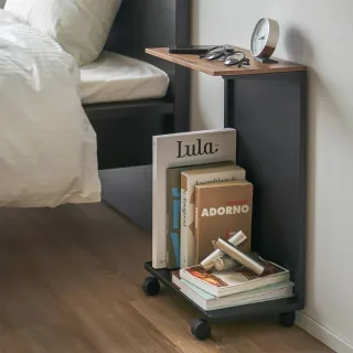 Yamazaki Beistelltisch mobil mit Rollen Tower – Metall schwarz. Edler Rolltisch und kompakter Nachttisch für moderne Akzente und perfekte Ordnung.