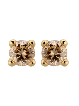 Orolino Ohrstecker 585/- Gelbgold 2 Brill. 0,50 t. braun