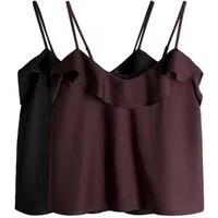 The Set Trägertop The Set Cami-Trägertops mit Rüschen, 2er-Pack (2-tlg)
