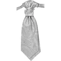 Paul Malone Krawatte Elegantes Herren Plastron barock Hochzeitskrawatte - vorgebunden silber v3