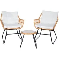 SVITA Balkonset AMALFI, Rattan, Outdoor, Sitzgruppe, Natur / Creme
