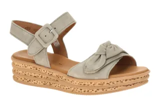 Gabor 84.553.11 Damen Sandalette Schilf Gr?n Riemchen Wedge Plateau Sandale