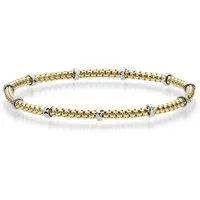 Schmuck Krone Goldarmband 2mm Cubic-Armband mit Rollo 585 Gold gelb/weiß stretch, Gold 585