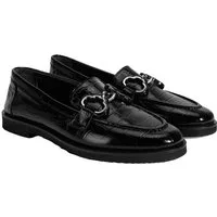 Desa Damen-Slipper – Obermaterial aus echtem Leder, Krokodilprägung, Schna Loafer