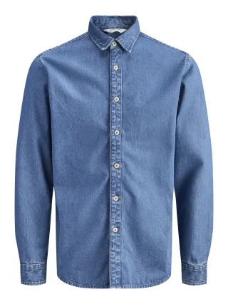 JACK&JONES - JJESTANLEY JJSHIRT AT 021 NOOS JNR Blau - Gr. - 140