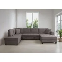 Trends by HG Wohnlandschaft Moritz U-Form, B: 324 cm, mit Bettfunktion, Bettkasten & Zierkissen